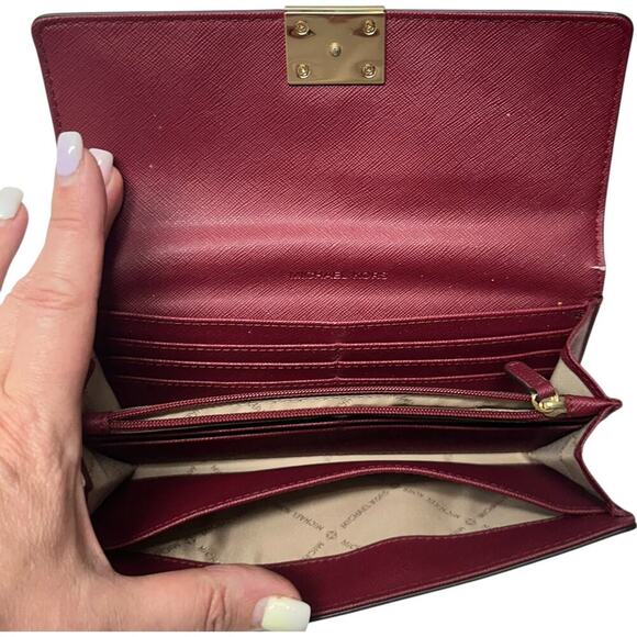 Michael Kors Mindy MD EW Satchel + Carryall Wallet in Burgundy - Picture 12 of 14